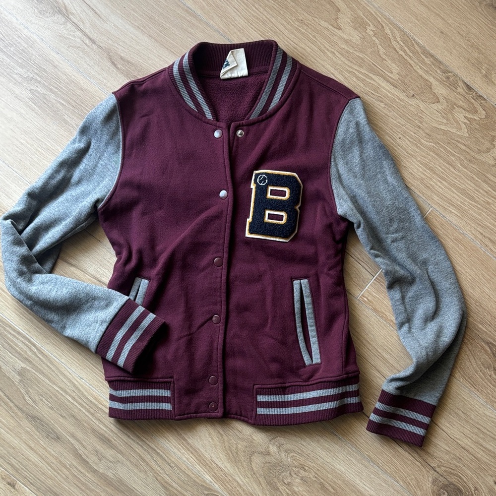 Women’s Classic Maroon & Gray Varsity Jacket - 'B' Patch
